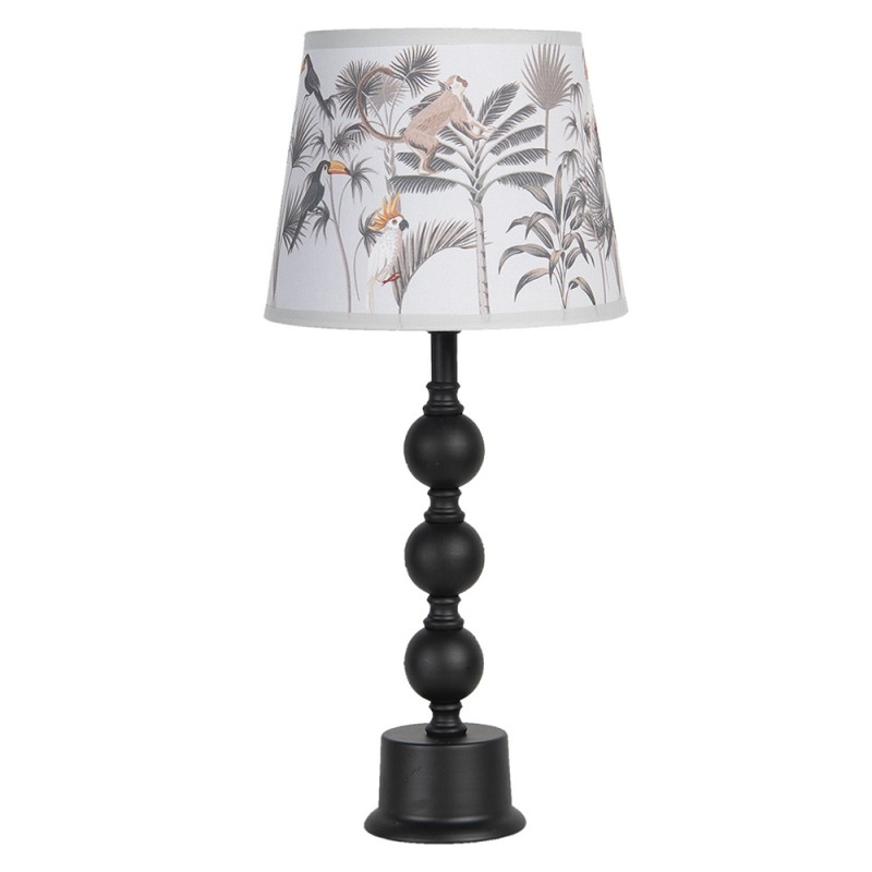 Clayre & Table Ø 24*37 cm E27/max 1*60W Black Ceramic Leaves Desk Lamp