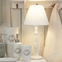 2Clayre & Eef Base de lampe Lampe de table Ø 10*30 cm Blanc Bois