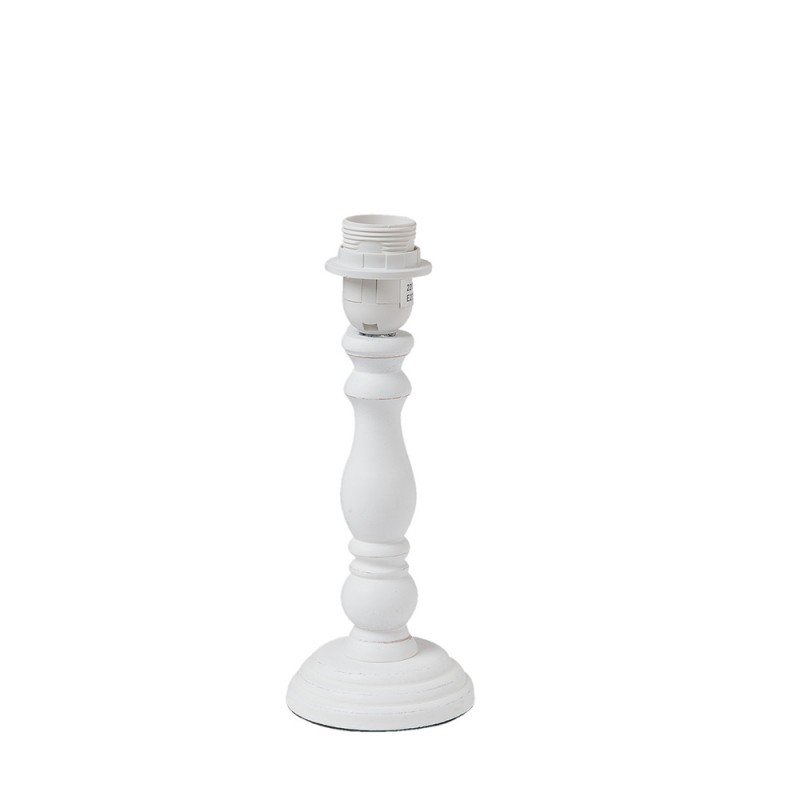 Clayre & Eef Base de lampe Lampe de table Ø 10*26 cm E27/max 1*40W Blanc Bois