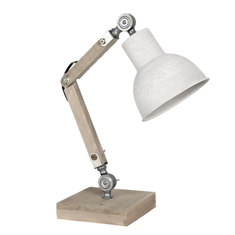 Clayre & Eef Desk Lamp 15x15x47 cm  Beige Wood Iron Square