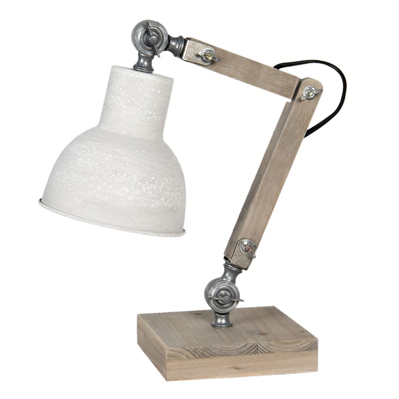 Clayre & Eef Schreibtischlampe 15x15x47 cm  Beige Holz Eisen Quadrat