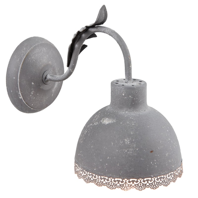 Clayre & Eef Wall Lamp 15*26*24 cm Grey Iron Plastic