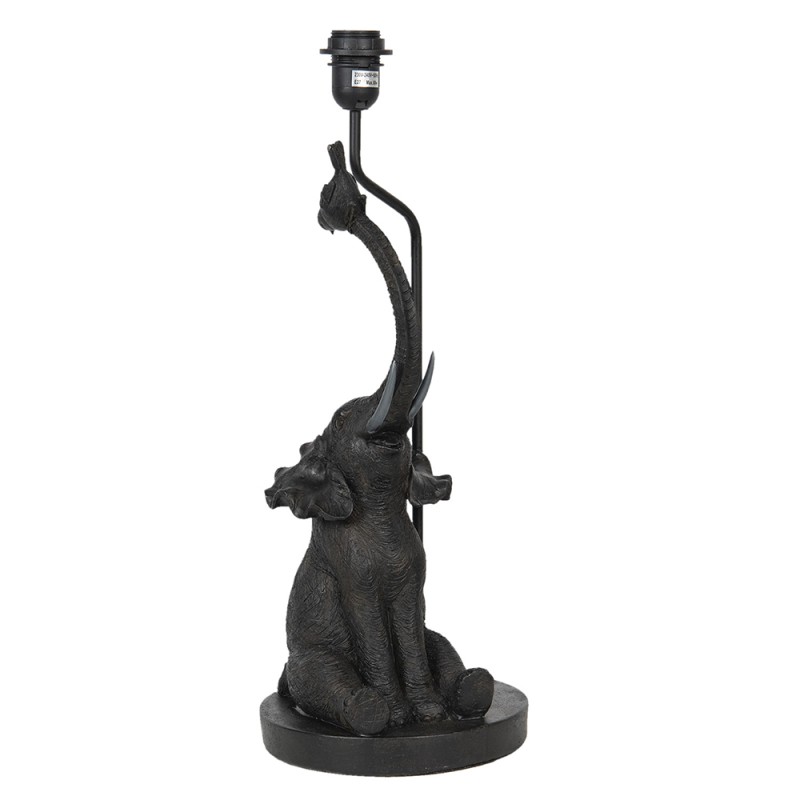 Clayre & Eef Lamp Base  33x33x57 cm  Black Porcelain Round Elephant