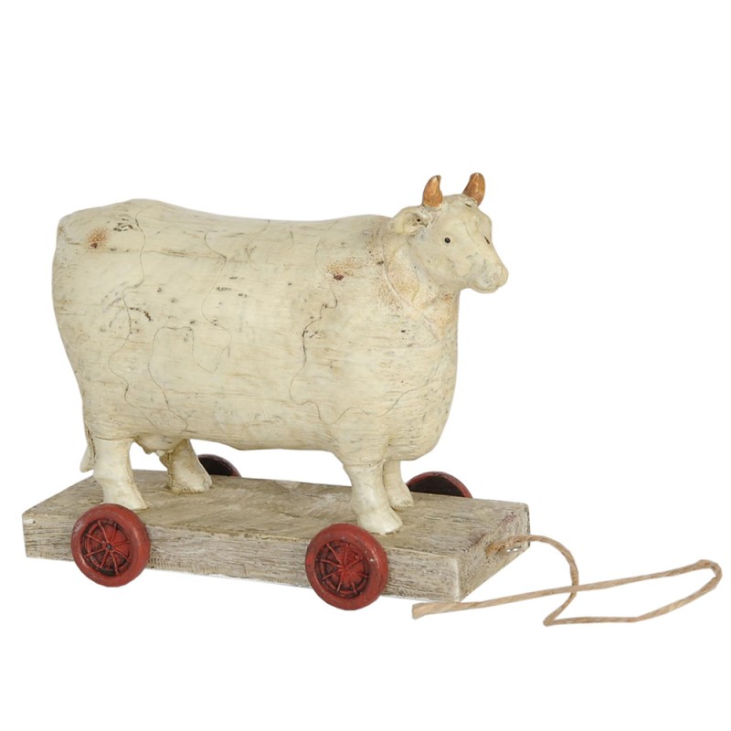 Clayre & Eef Figurine Cow 14x7x12 cm White Polyresin