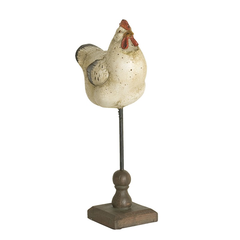 Clayre & Eef Figurine Chicken 13x8x32 cm Beige Polyresin