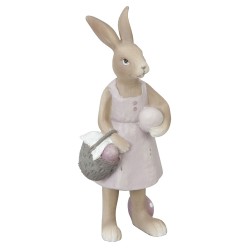 Clayre & Eef Statue Rabbit 6*5*14 cm Brown Pink