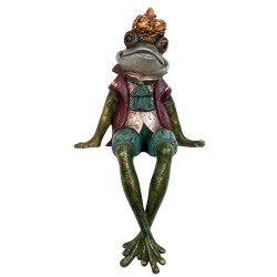 Clayre & Eef Statue Frog 17*15*32 cm Green