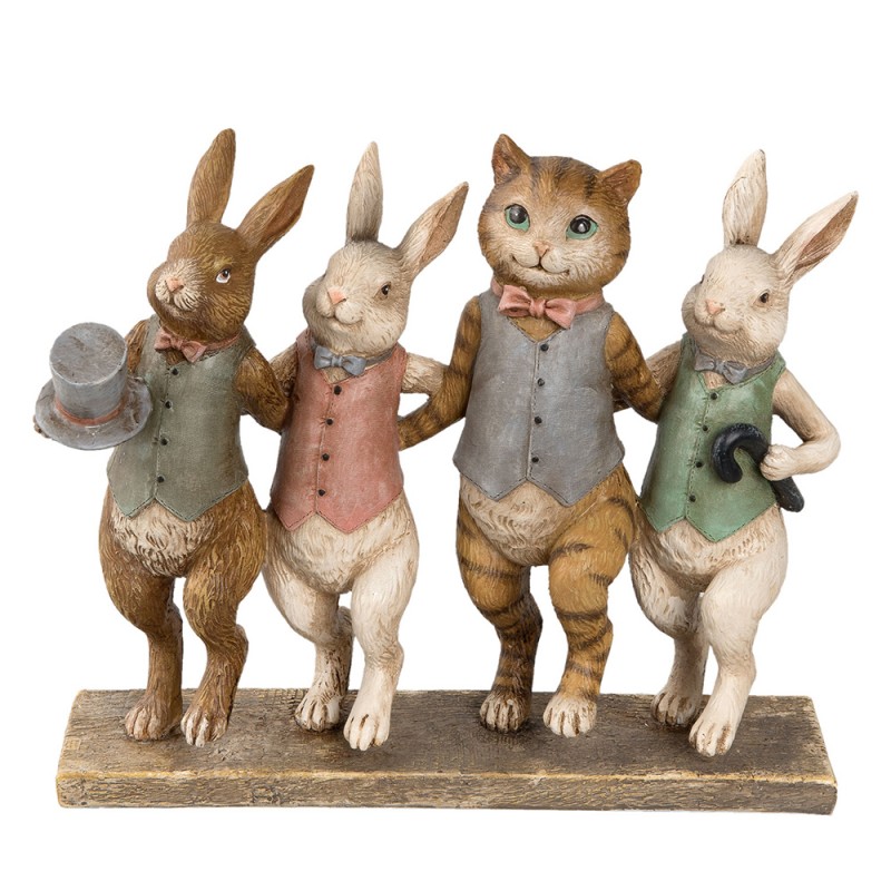Clayre & Eef Figurine Rabbit 23x6x19 cm Brown Polyresin