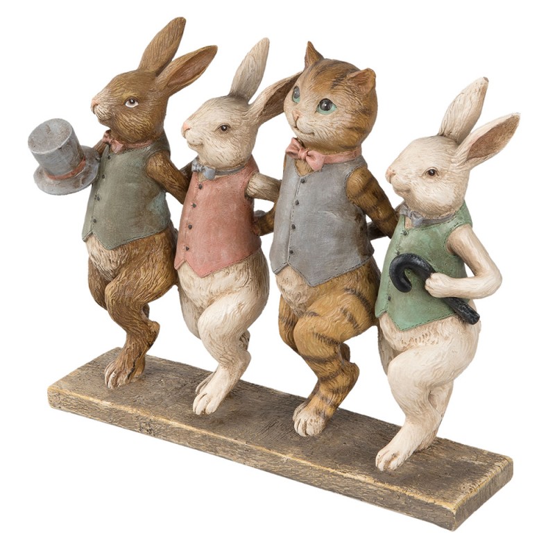 Clayre & Eef Figurine Rabbit 23x6x19 cm Brown Polyresin
