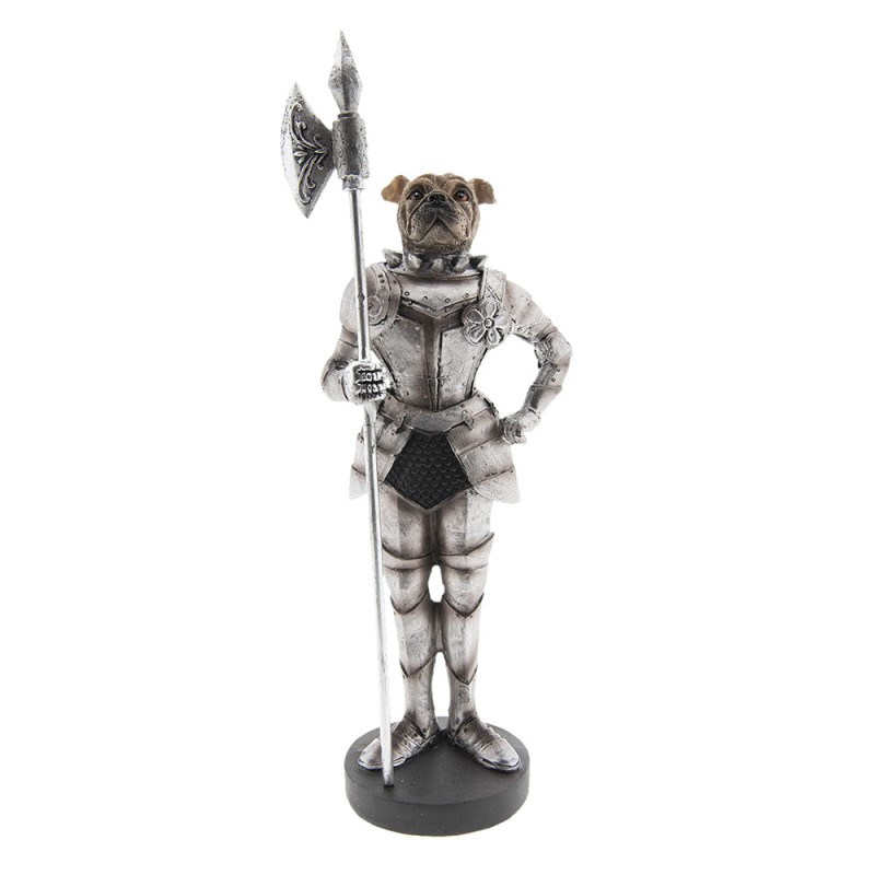 Clayre & Eef Figurine Dog 13x9x33 cm Silver colored