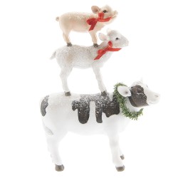 Clayre & Eef Statua Decorativa  Animali della fattoria  14*6*19 cm Bianco
