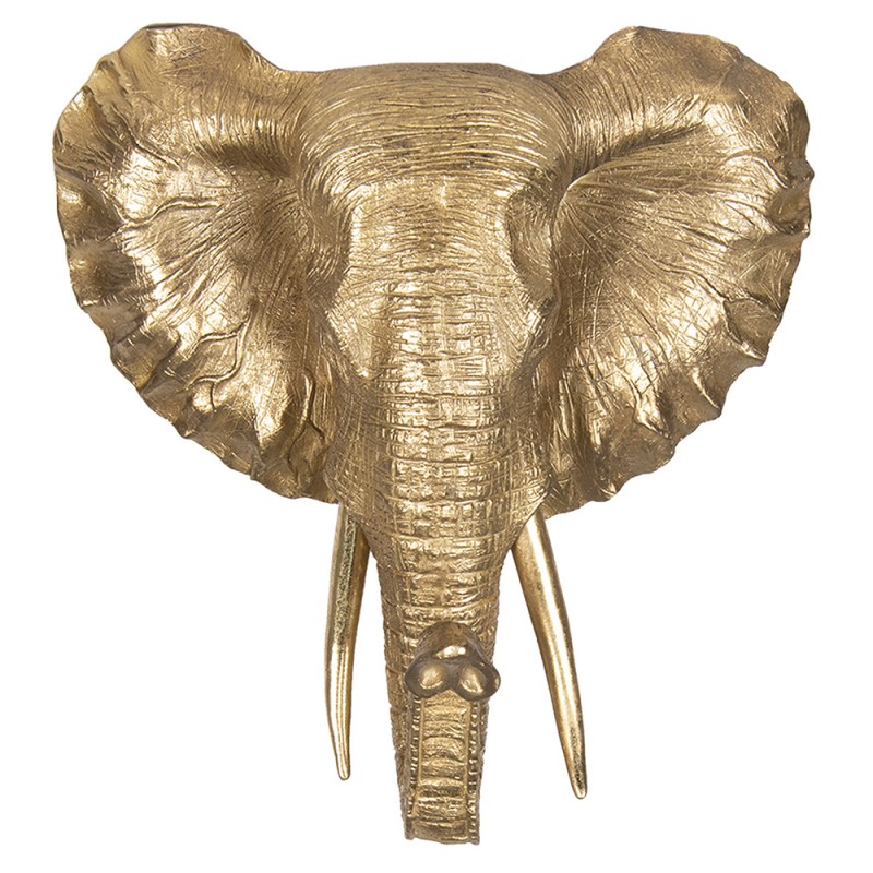 Clayre & Eef Wand Deko Elefant 23 cm Goldfarbig