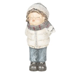 Clayre & Eef Statua Decorativa  Bambino 10*9*20 cm Bianco
