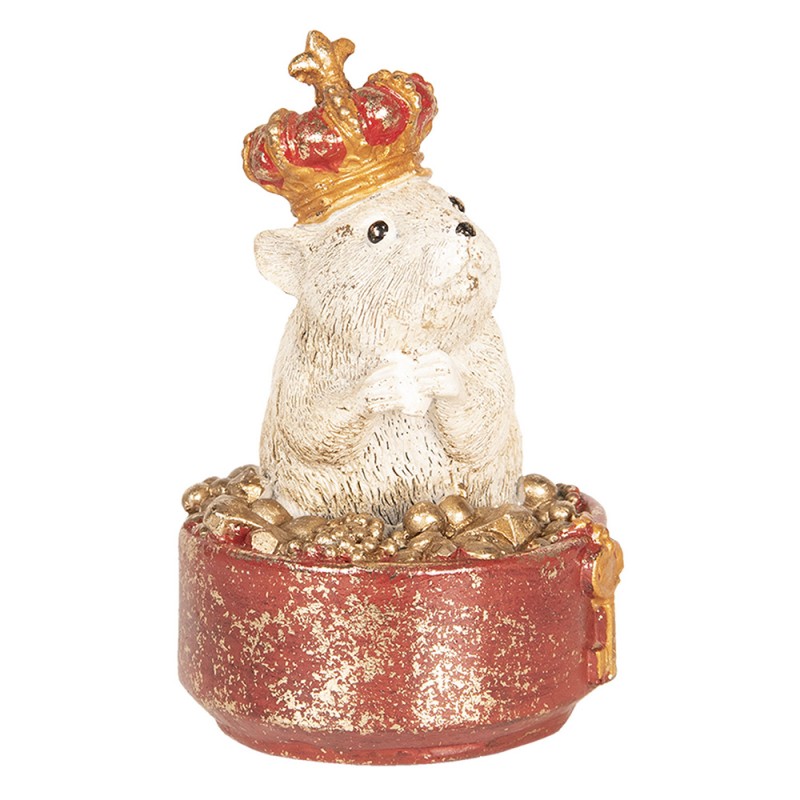 2Clayre & Eef Statue Mouse 9x8x14 cm Red Beige