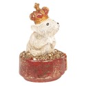 2Clayre & Eef Statue Mouse 9x8x14 cm Red Beige