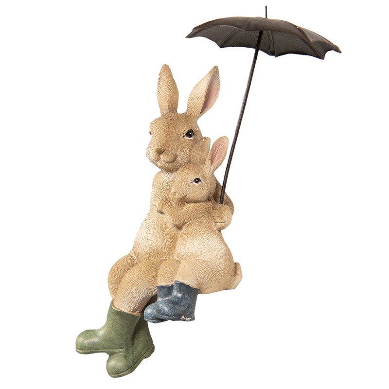 Clayre & Eef Figurine Rabbit 10x9x19 cm Brown Polyresin