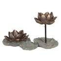 Clayre & Eef Teelichthalter Blume 30x18x20 cm Grau Braun Kunststoff