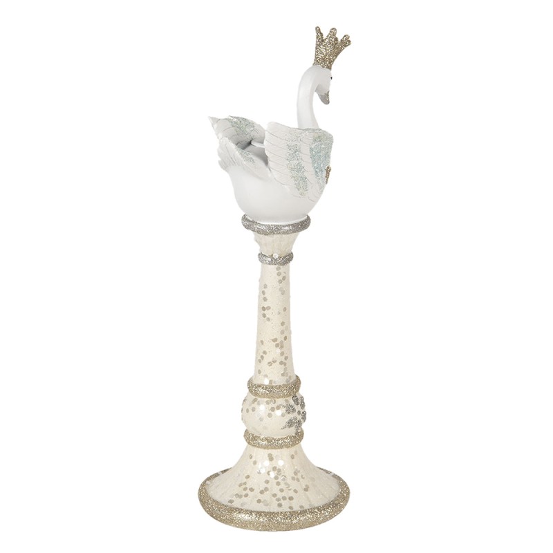Clayre & Eef Candle holder Swan 29 cm White Plastic