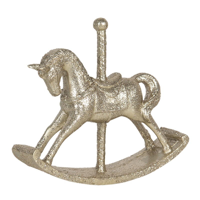 Clayre & Eef Ornamento Natalizio Cavallo 15x13 cm Color oro Poliresina Rettangolo