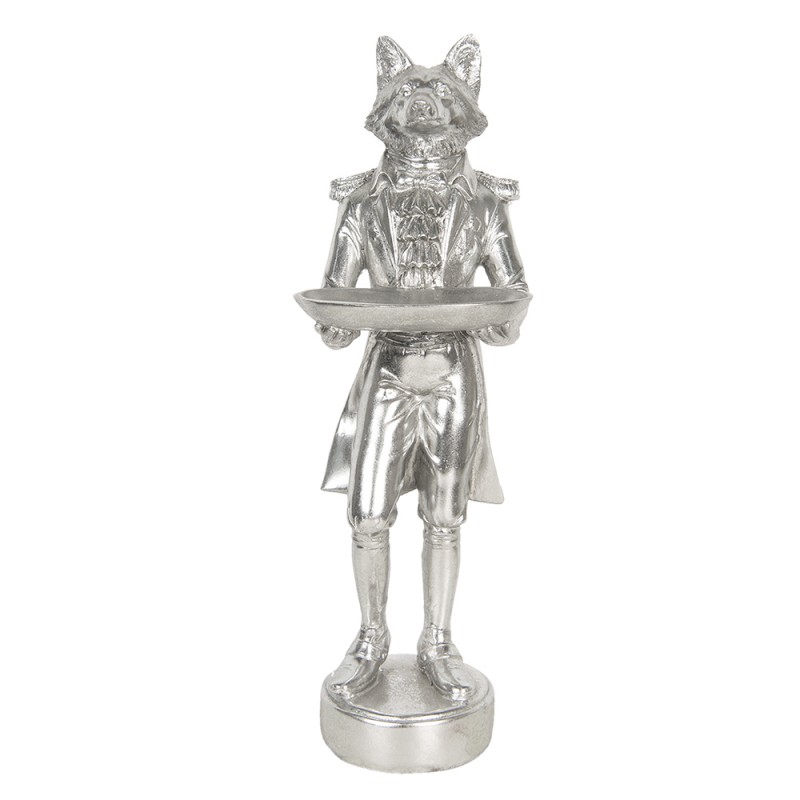 Clayre & Eef Figurine Fox 19x14x44 cm Silver colored Polyresin Fox