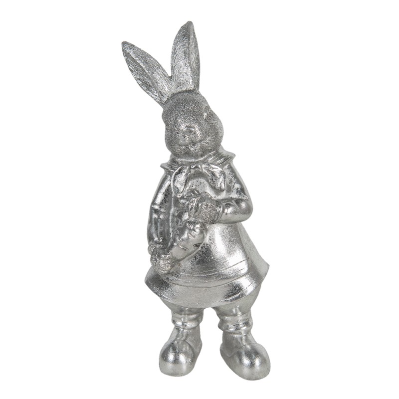 Clayre & Eef Statuetta Coniglio 22 cm Color argento Poliresina