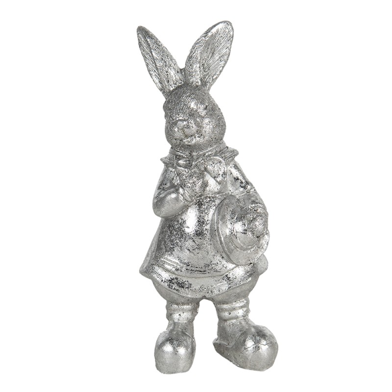 Clayre & Eef Statuetta Coniglio 13 cm Color argento Poliresina
