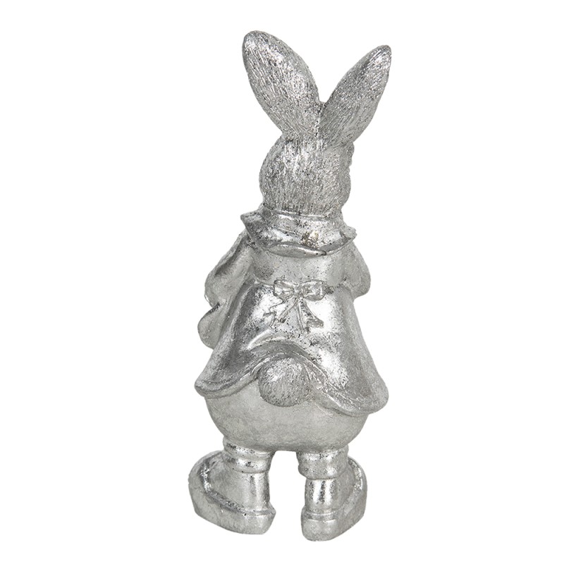 Clayre & Eef Figur Kaninchen 13 cm Silberfarbig Polyresin