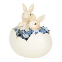 Clayre & Eef Figurine Rabbit 14x10x14 cm White Polyresin Oval
