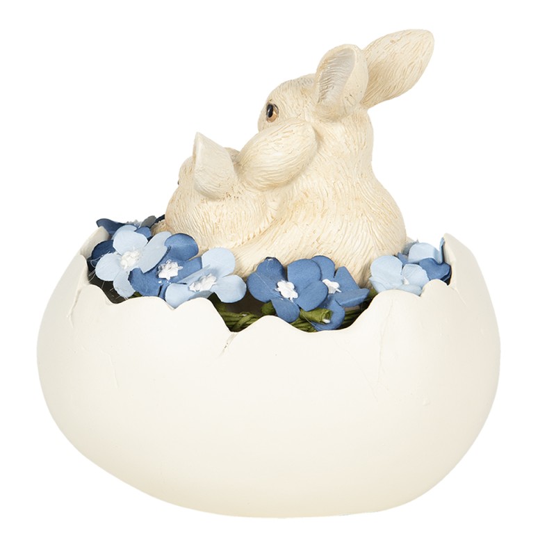 Clayre & Eef Figurine Rabbit 14x10x14 cm White Polyresin Oval
