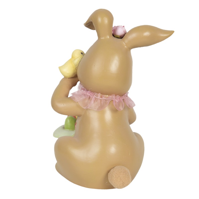 Clayre & Eef Figurine Rabbit 18x16x23 cm Brown Pink Polyresin
