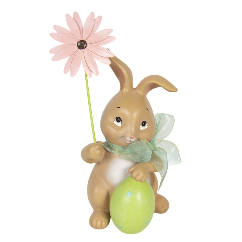 Clayre & Eef Figurine Rabbit 9x9x17 cm Brown Green Polyresin
