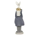 Clayre & Eef Figurine Rabbit 11x10x37 cm Blue Polyresin
