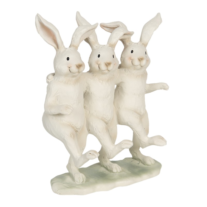 Clayre & Eef Figur Kaninchen 16x9x19 cm Weiß Polyresin Rechteck