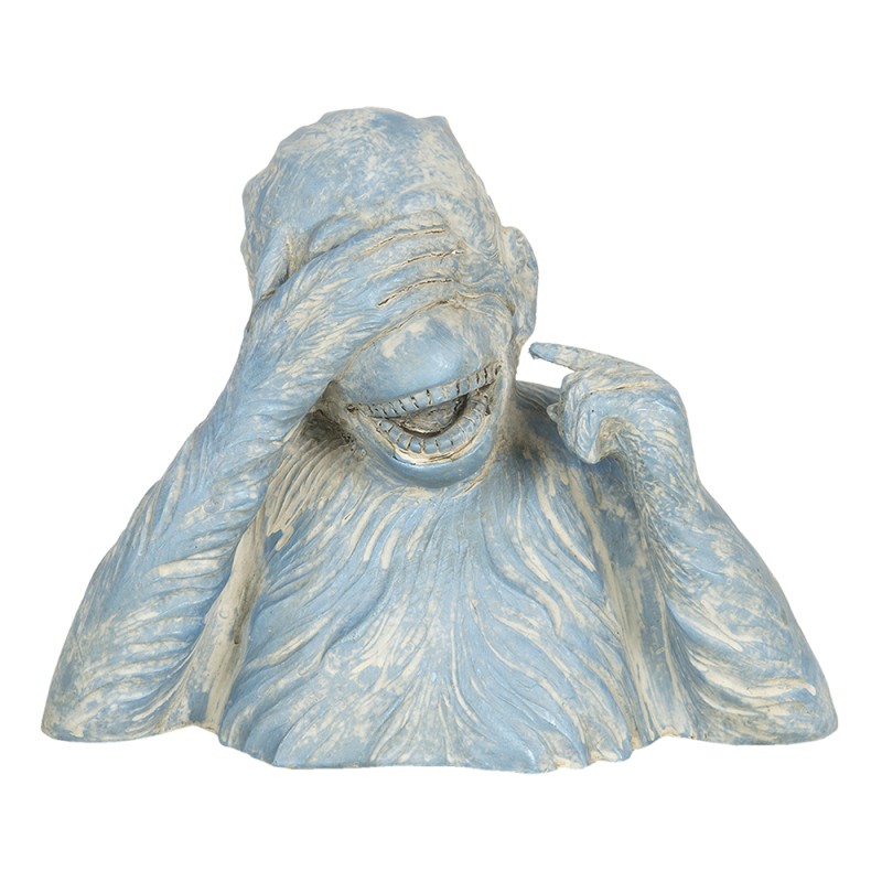 Clayre & Eef Statuetta Scimmia 24 cm Blu Beige Poliresina