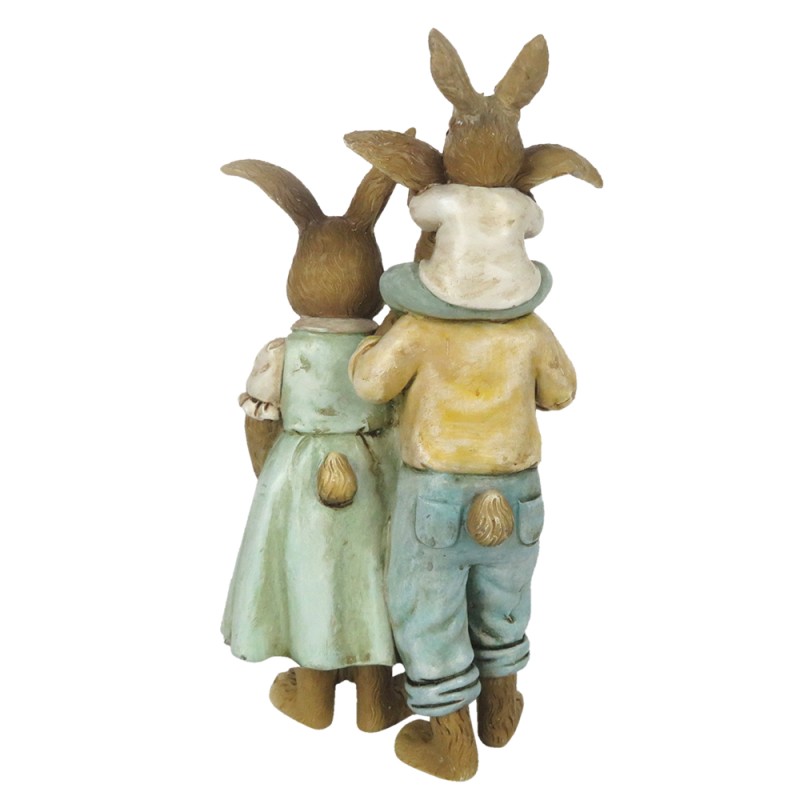 Clayre & Eef Figur Kaninchen 15 cm Grün Braun Polyresin