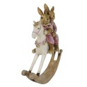 Clayre & Eef Figurine Rabbit 14 cm Pink White Polyresin