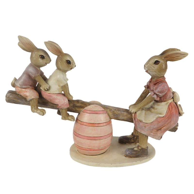 Clayre & Eef Figurine Rabbit 13 cm Pink Polyresin