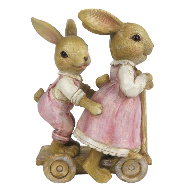 Clayre & Eef Figurine Rabbit 8x4x11 cm Pink Polyresin