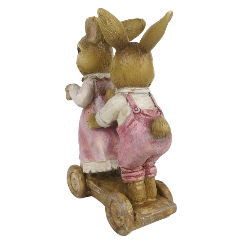 Clayre & Eef Figur Kaninchen 8x4x11 cm Rosa Polyresin