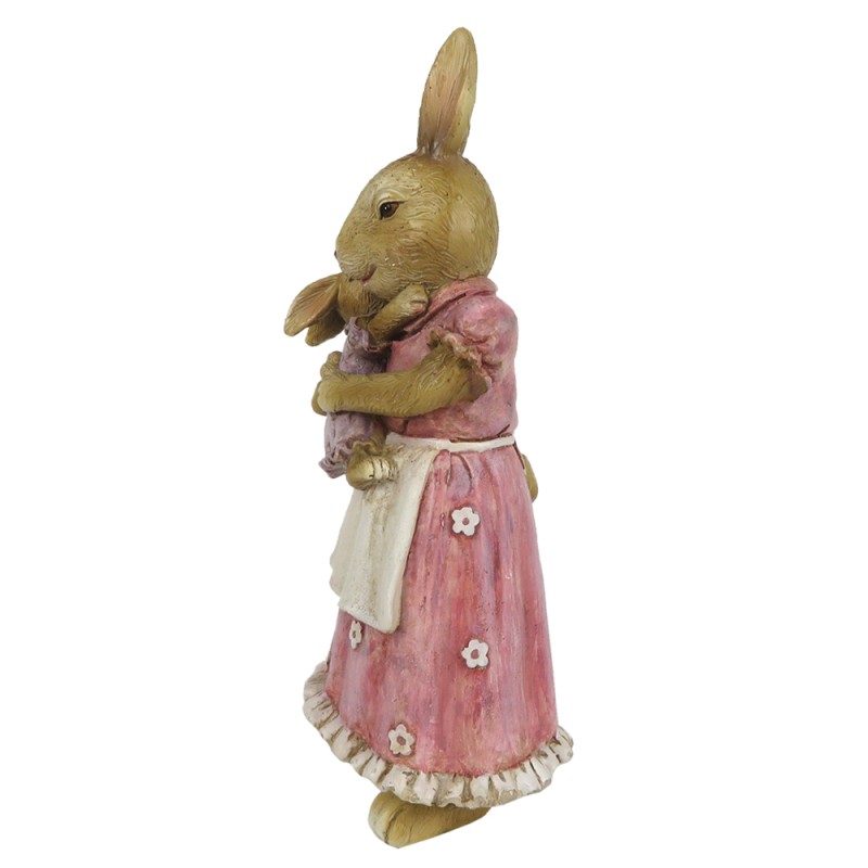 Clayre & Eef Figurine Rabbit 8x7x19 cm Brown Pink Polyresin