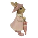 Clayre & Eef Figurine Rabbit 8x6x14 cm Brown Pink Polyresin