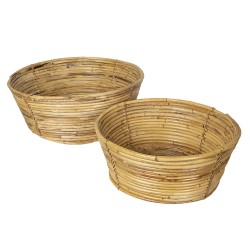 Clayre & Eef Baskets Set of 2 Ø 47*19 cm Beige Rattan