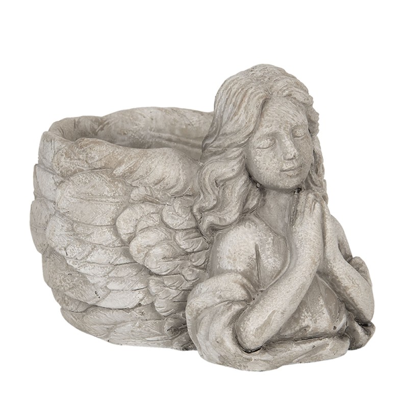 Clayre & Eef Planter Angel 16x13x12 cm Grey Stone Round