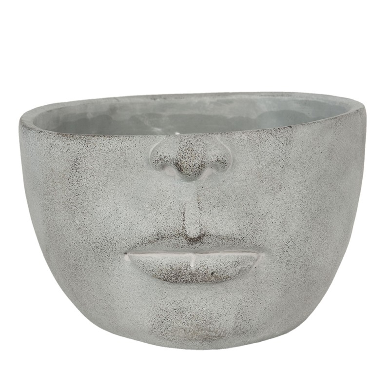Clayre & Eef Planter 24x23x15 cm Grey Stone Round Face