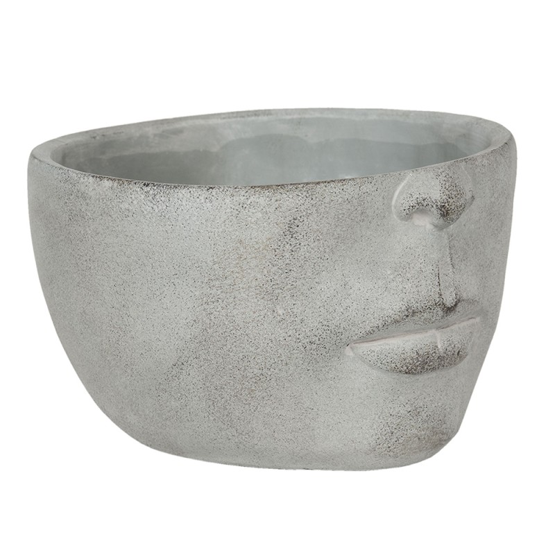 Clayre & Eef Planter 24x23x15 cm Grey Stone Round Face