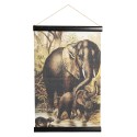 Clayre & Eef Wall Tapestry 40x2x60 cm Brown Black Linen Rectangle Elephants