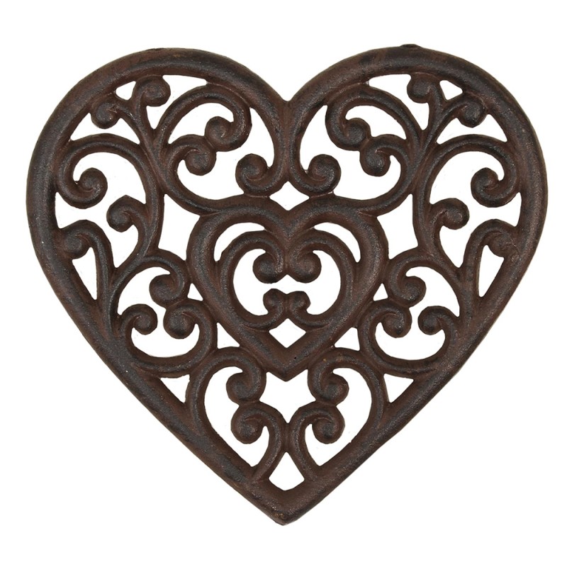 Clayre & Eef Pot Coasters 21x20 cm Brown Iron Round Heart