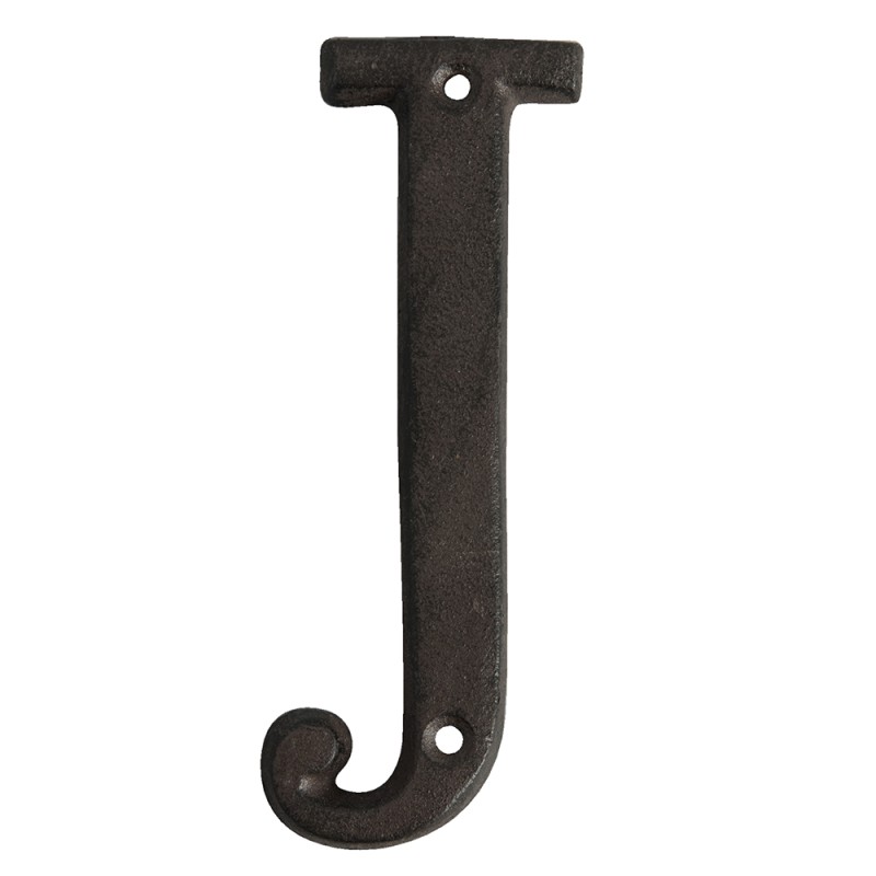 Clayre & Eef Iron Letter J 13 cm Brown Iron