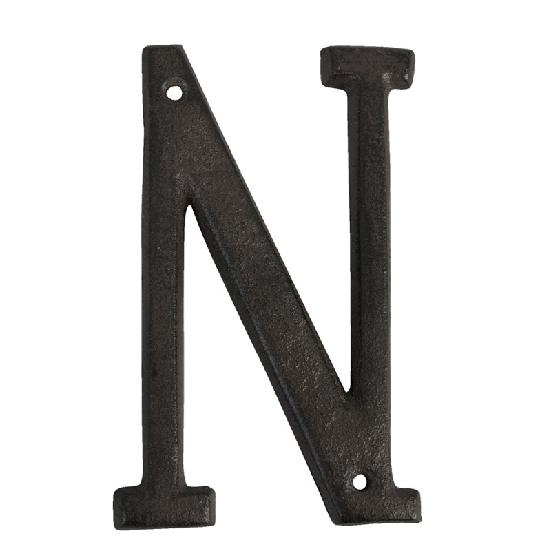 Clayre & Eef Iron Letter N 13 cm Brown Iron