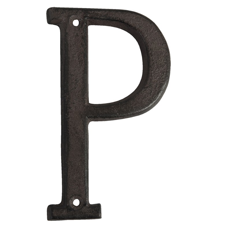 Clayre & Eef Lettera P di ferro 13 cm Marrone Ferro
